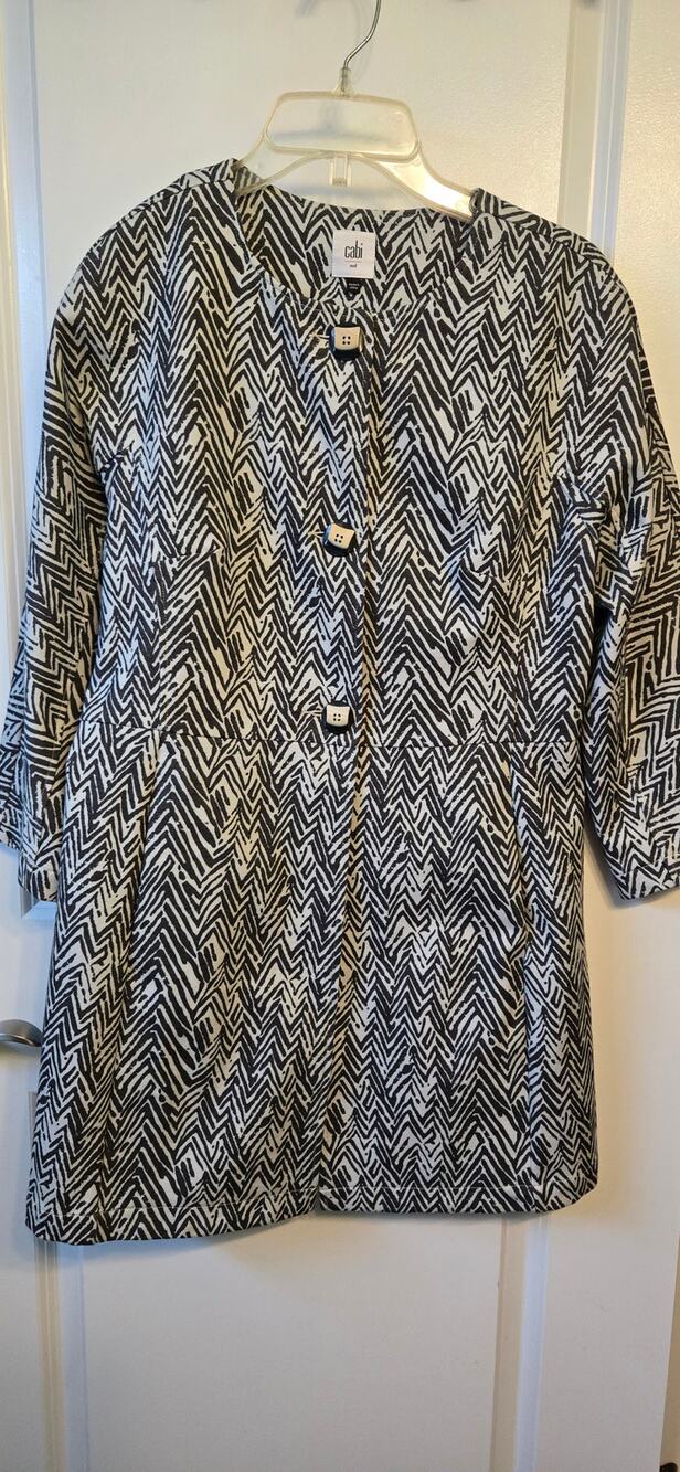 Cabi Womens Ponte Black White Blazer M 3/4 Sleeve